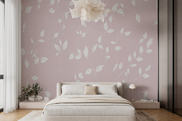 Motif de feuilles blanches sur fond rose Motif de feuilles blanches sur fond rose