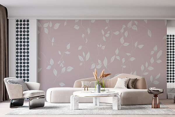 Motif de feuilles blanches sur fond rose Motif de feuilles blanches sur fond rose