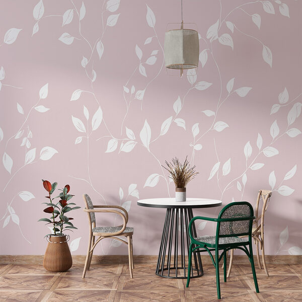 Motif de feuilles blanches sur fond rose Motif de feuilles blanches sur fond rose