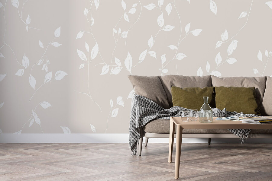 Feuilles blanches sur fond blanc