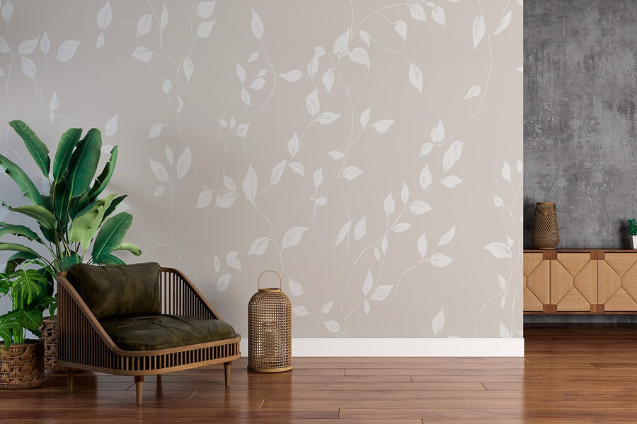 Feuilles blanches sur fond blanc