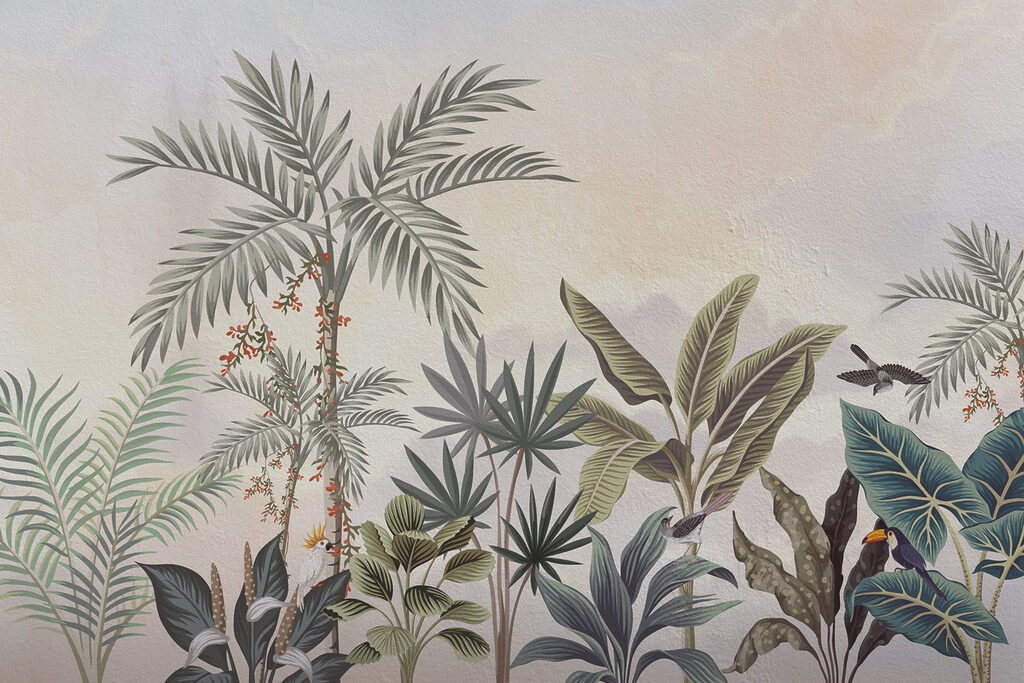 Peinture murale de plantes et d'oiseaux Peinture murale de plantes et d'oiseaux