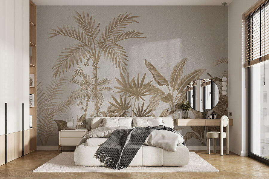 Papier peint avec des plantes et des feuilles Papier peint avec des plantes et des feuilles