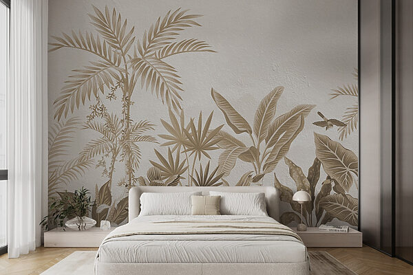 Papier peint avec des plantes et des feuilles Papier peint avec des plantes et des feuilles