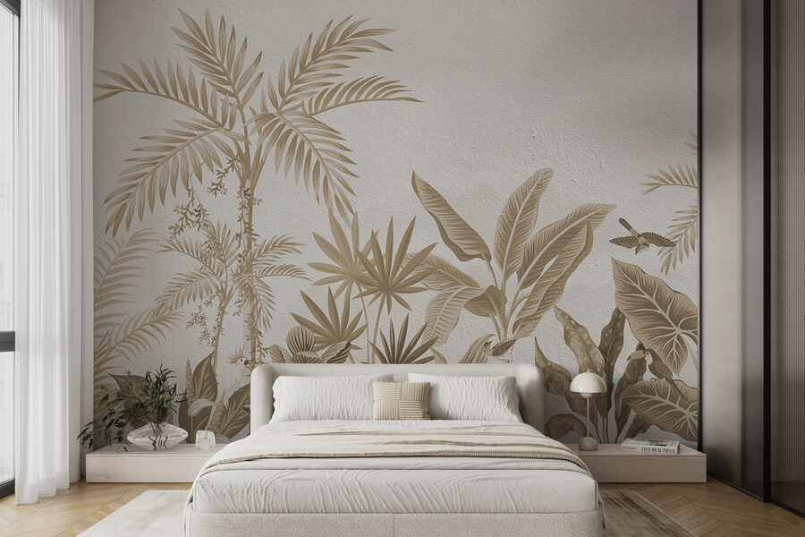 Papier peint avec des plantes et des feuilles Papier peint avec des plantes et des feuilles