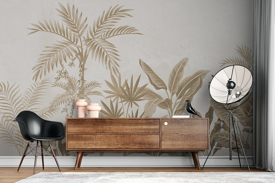 Papier peint avec des plantes et des feuilles Papier peint avec des plantes et des feuilles