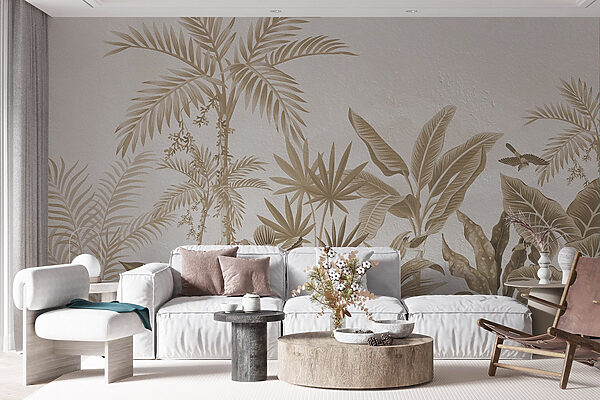 Papier peint avec des plantes et des feuilles Papier peint avec des plantes et des feuilles
