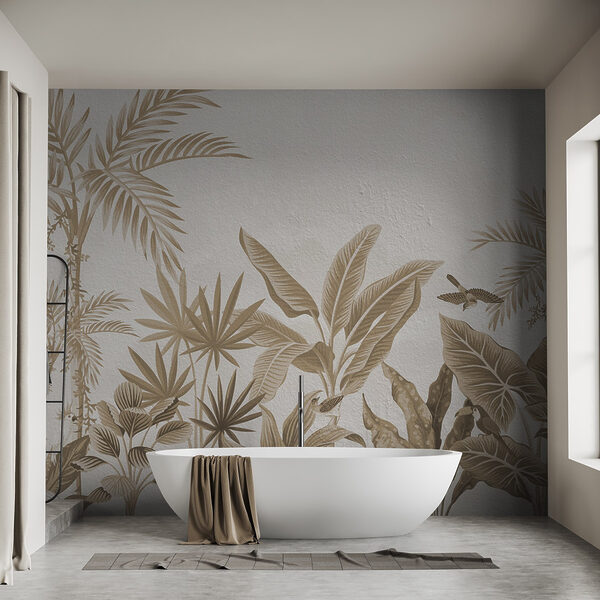 Papier peint avec des plantes et des feuilles Papier peint avec des plantes et des feuilles
