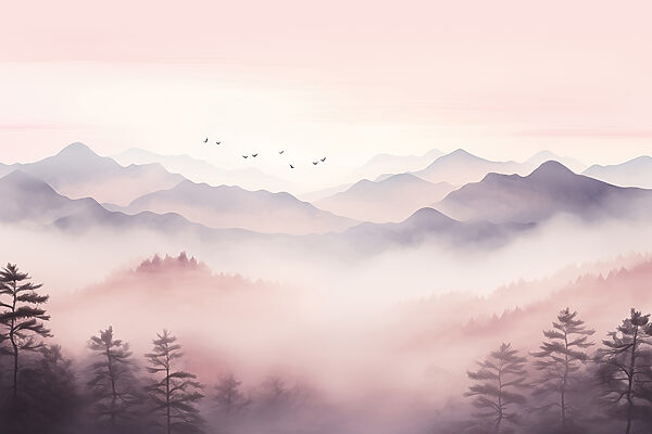 Paysage avec arbres et montagnes Paysage avec arbres et montagnes