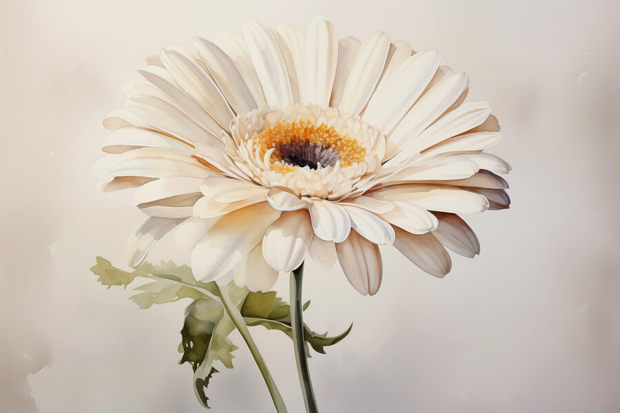 Fleur blanche avec centre jaune