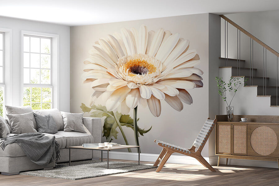 Fleur blanche avec centre jaune