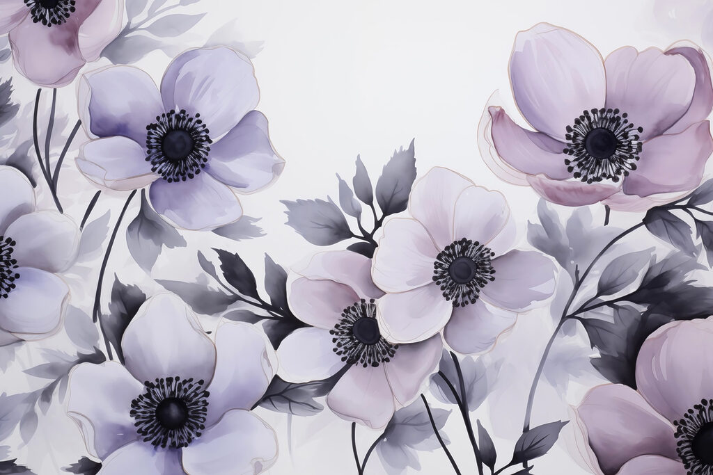 Peinture de fleurs sur une surface blanche Peinture de fleurs sur une surface blanche