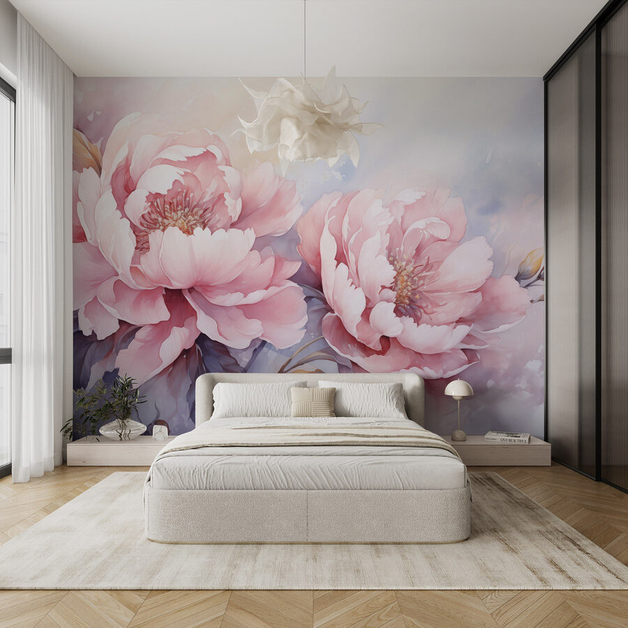 Peinture de fleurs roses