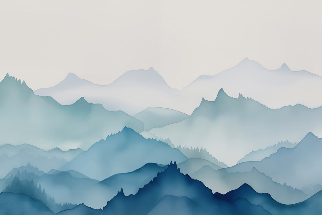 Peinture de montagnes et d'arbres Peinture de montagnes et d'arbres