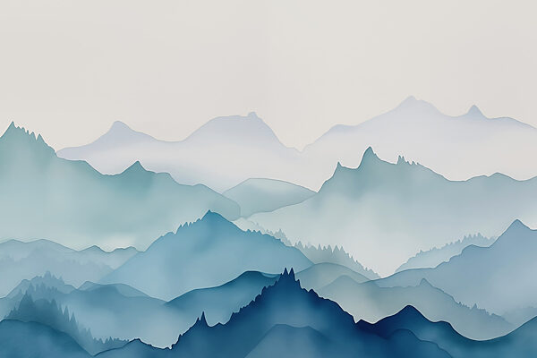 Peinture de montagnes et d'arbres Peinture de montagnes et d'arbres