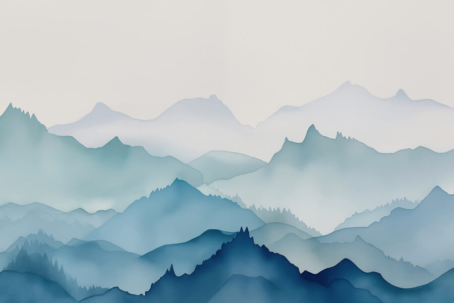 Papier peint Peinture de montagnes et d'arbres – Image 3