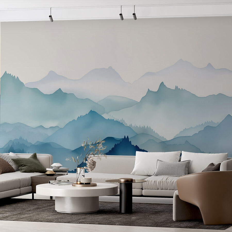 Papier peint Peinture de montagnes et d'arbres – Image 2