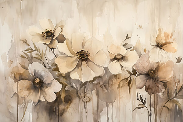 Wall murals Painting of flowers on a wall Wall murals Painting of flowers on a wall