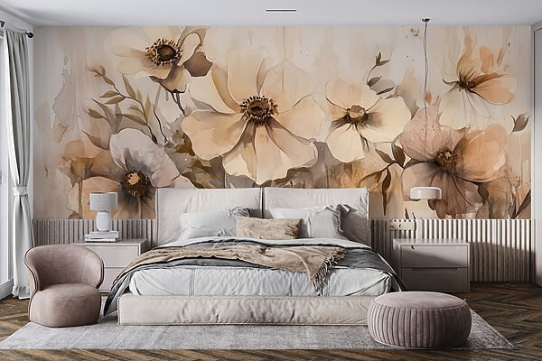 Wall murals Painting of flowers on a wall Wall murals Painting of flowers on a wall