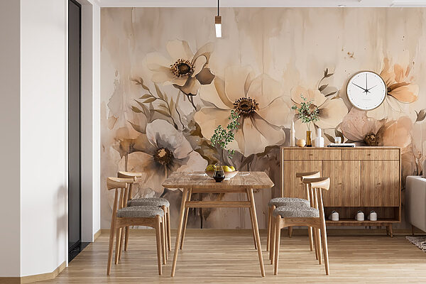 Wall murals Painting of flowers on a wall Wall murals Painting of flowers on a wall