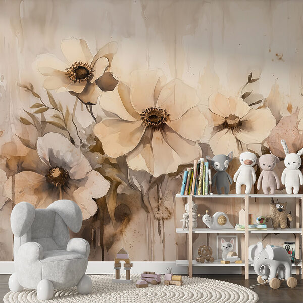 Wall murals Painting of flowers on a wall Wall murals Painting of flowers on a wall