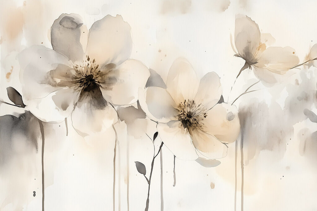 Peinture de fleurs sur une surface blanche Peinture de fleurs sur une surface blanche