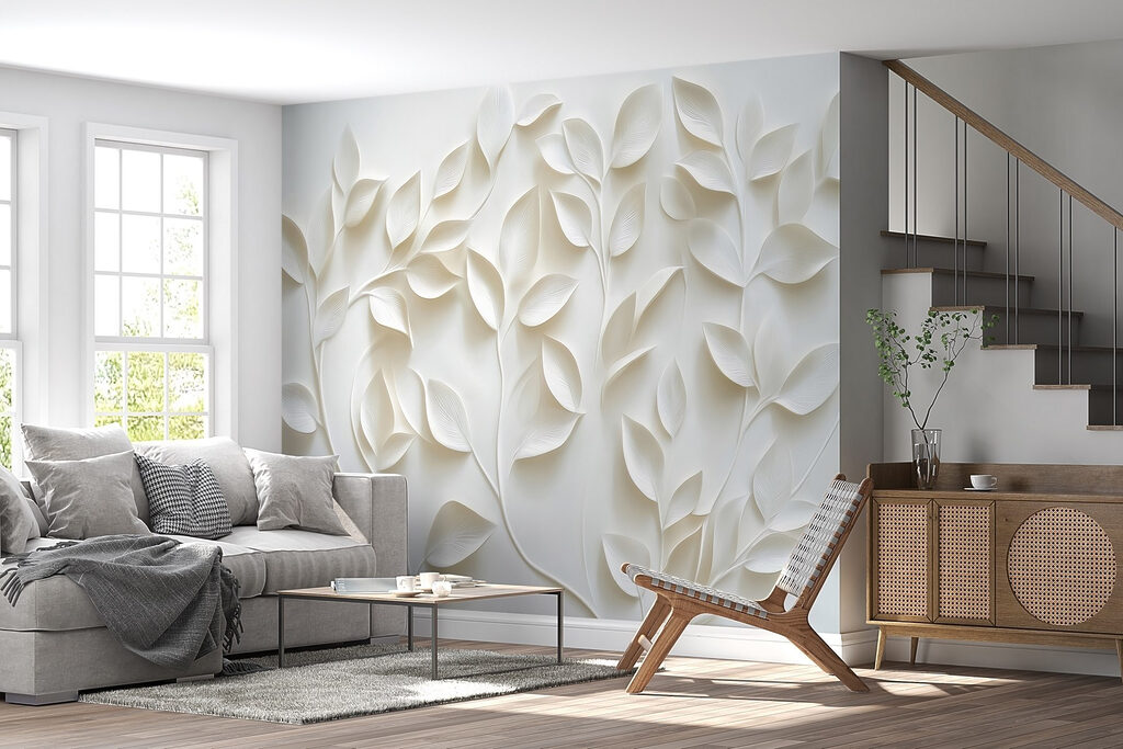 White paper cutout of leaves White paper cutout of leaves