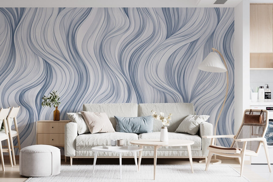 Motif ondulé blanc et bleu Motif ondulé blanc et bleu