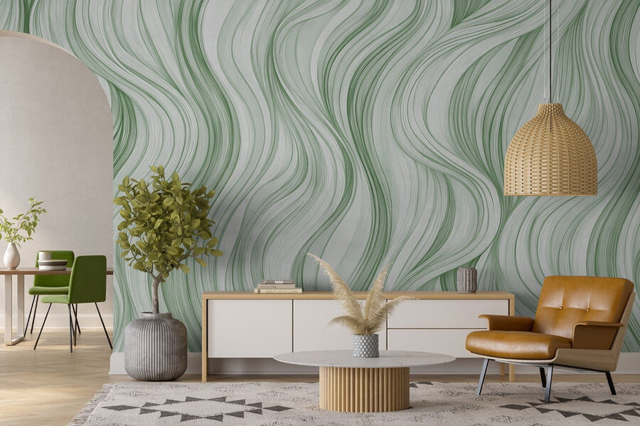 Motif ondulé vert et blanc
