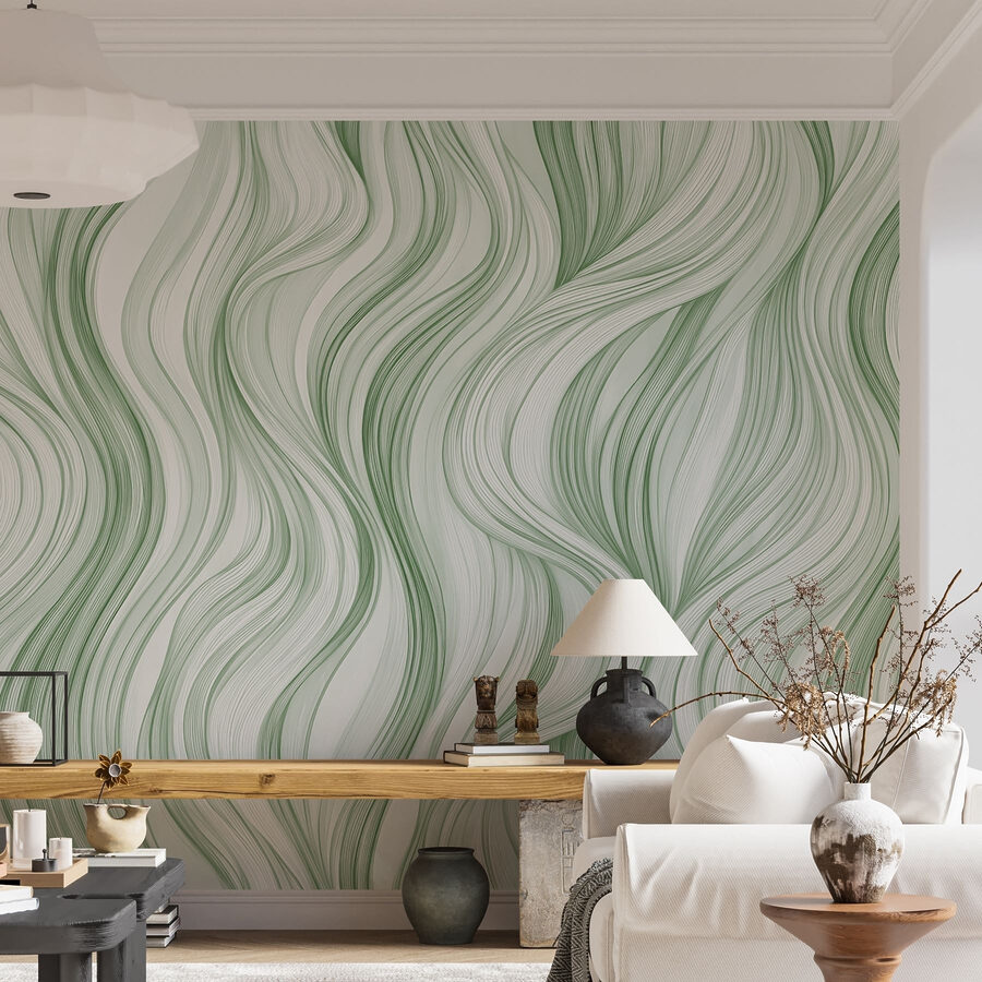 Motif ondulé vert et blanc