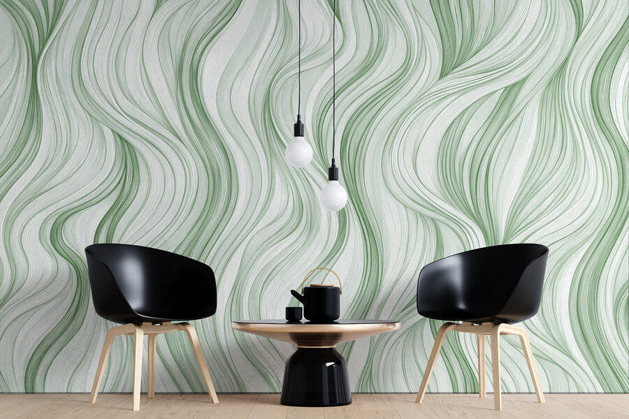 Motif ondulé vert et blanc