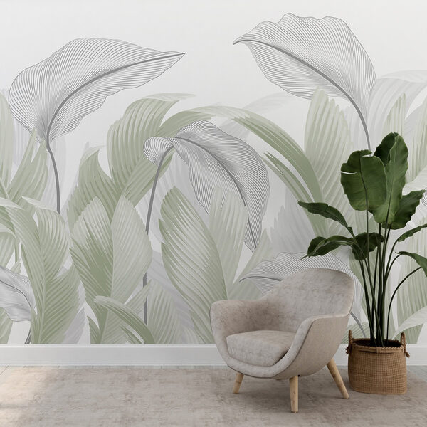 Feuilles vertes élégantes sur fond blanc Feuilles vertes élégantes sur fond blanc