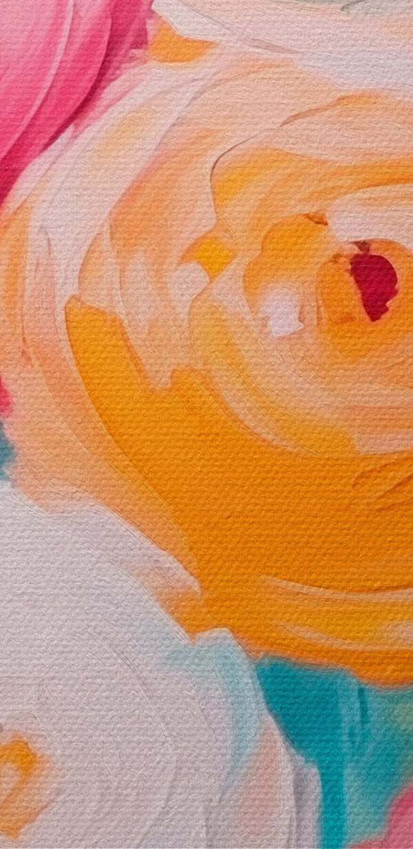 Peinture de fleurs sur une surface bleue Peinture de fleurs sur une surface bleue