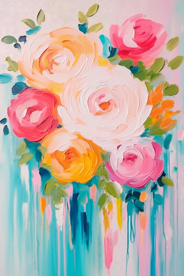 Peinture de fleurs sur une surface blanche Peinture de fleurs sur une surface blanche