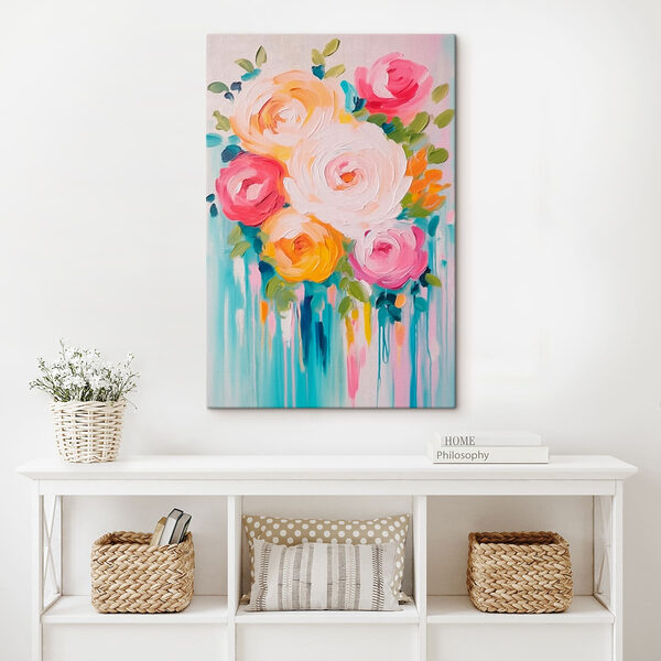 Peinture de fleurs sur une surface blanche Peinture de fleurs sur une surface blanche