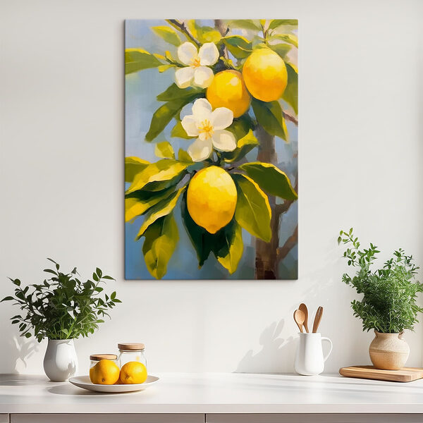 Peinture de citrons et de fleurs sur un arbre Peinture de citrons et de fleurs sur un arbre