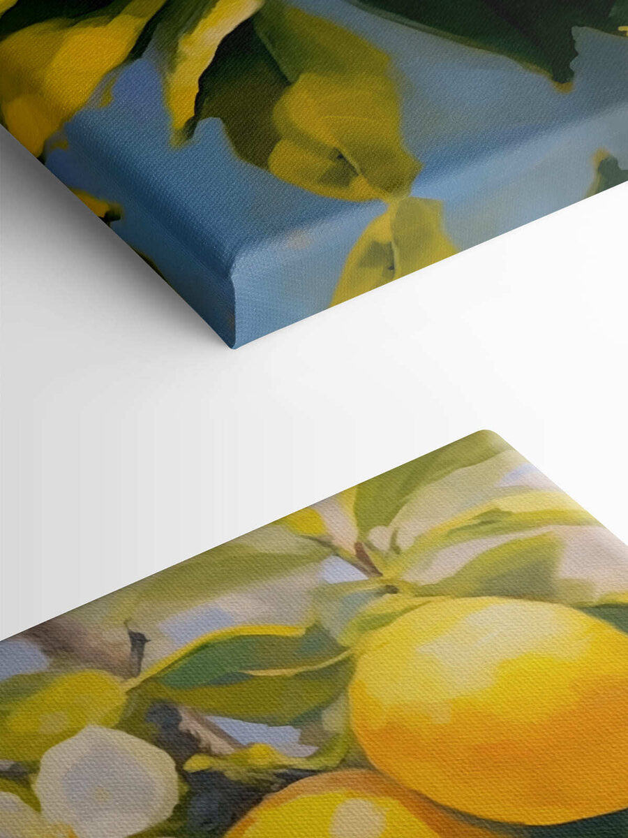 Peinture de citrons et de fleurs sur un arbre