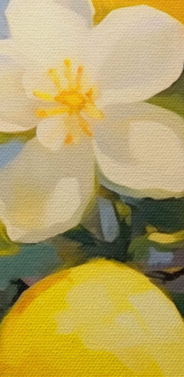 Peinture de citrons et de fleurs sur un arbre Peinture de citrons et de fleurs sur un arbre