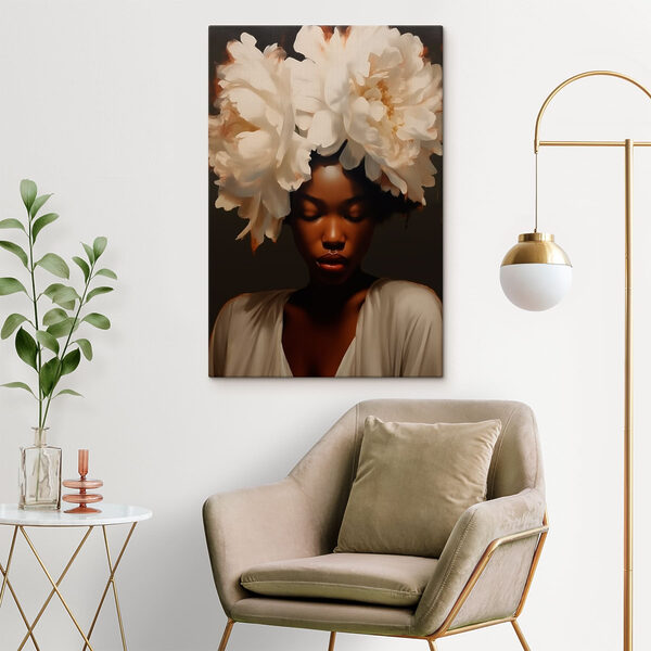 Femme avec des fleurs sur la tête Femme avec des fleurs sur la tête