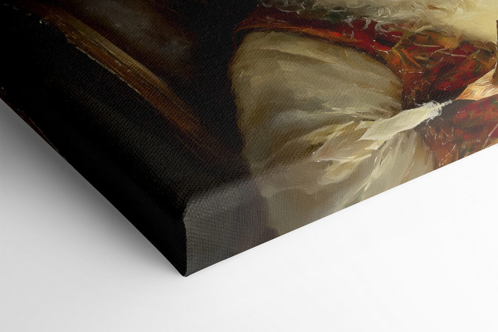 Painting of a santa reading a book Painting of a santa reading a book