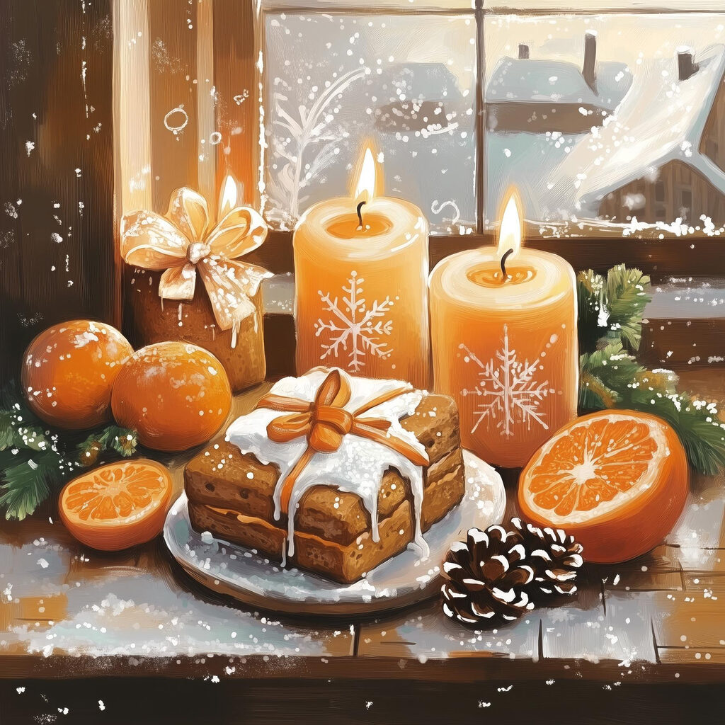 Food and candles on a table Food and candles on a table