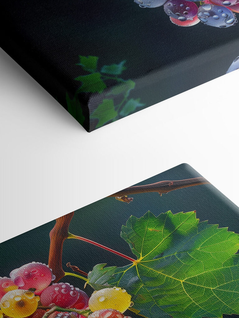 Bunch of colorful grapes with water droplets on them