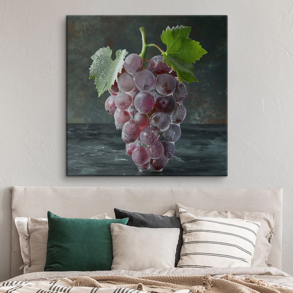 Bunch of grapes with water droplets on top