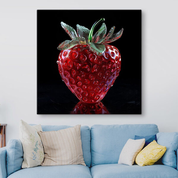 Fraise en verre avec une tige verte Fraise en verre avec une tige verte
