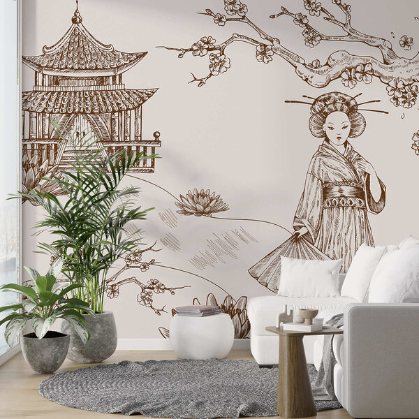 Dessin d'une femme en kimono Dessin d'une femme en kimono
