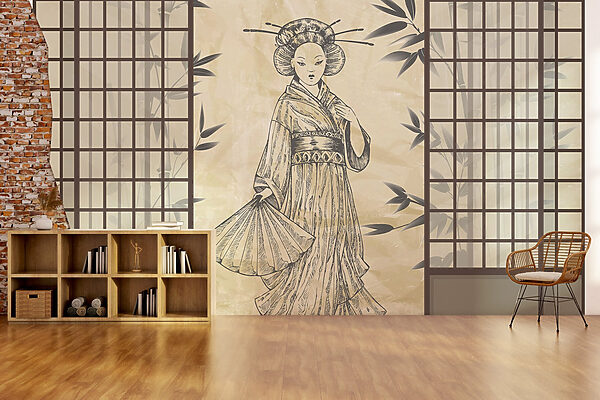 Dessin d'une femme en kimono Dessin d'une femme en kimono