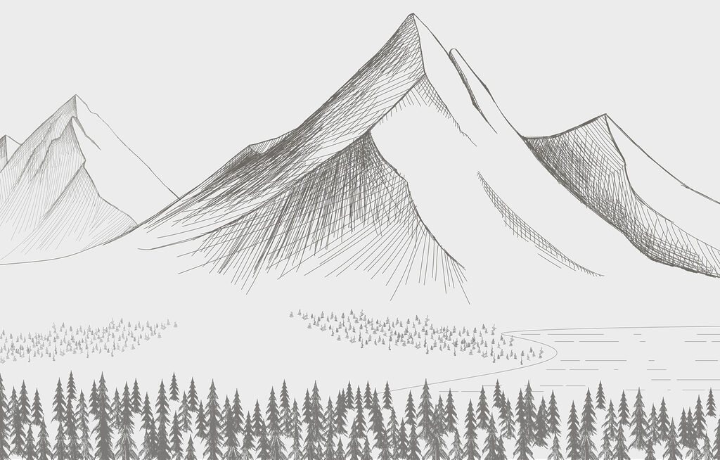 Chaîne de montagnes avec des arbres Chaîne de montagnes avec des arbres