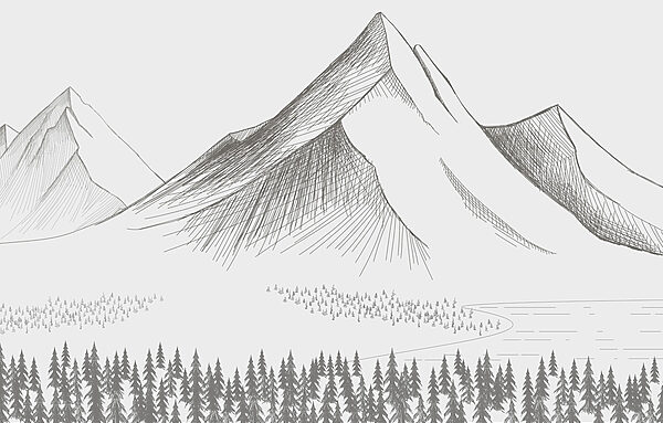 Chaîne de montagnes avec des arbres Chaîne de montagnes avec des arbres