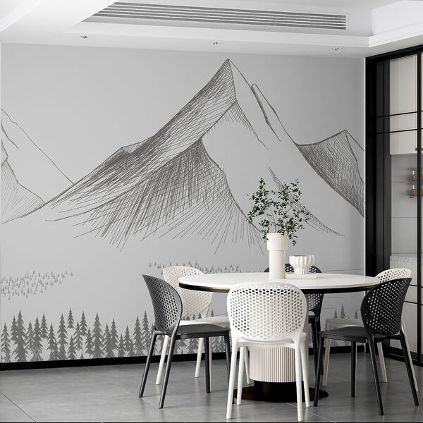 Chaîne de montagnes avec des arbres Chaîne de montagnes avec des arbres