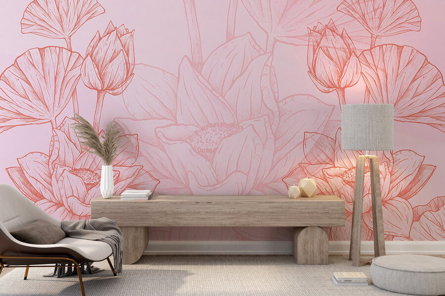 Dessin de fleurs roses et blanches